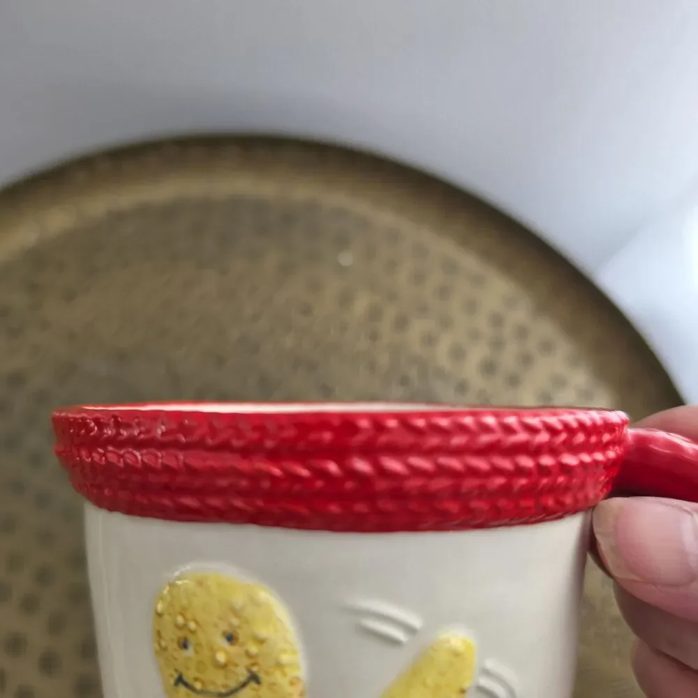 Vintage Russ Berrie & Co. Christmas Mug | 3D Gingerbread Man, Knit Rim
